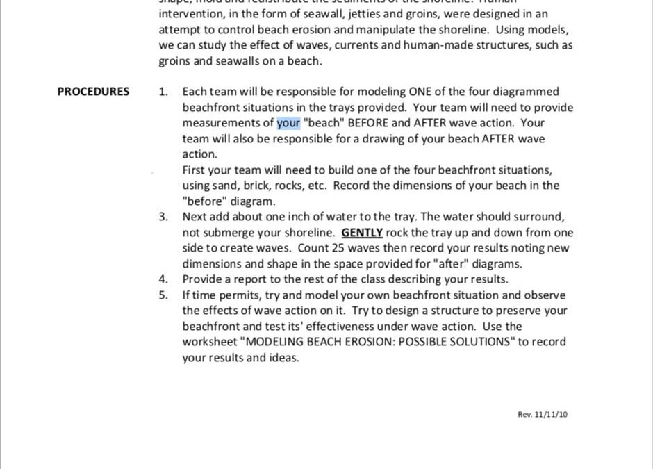 Beach erosion-Experiment