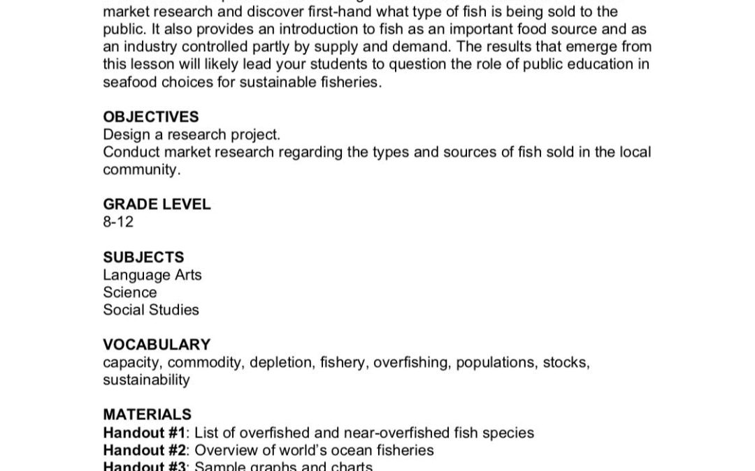 Do you know the fish you’re eating?-Research project