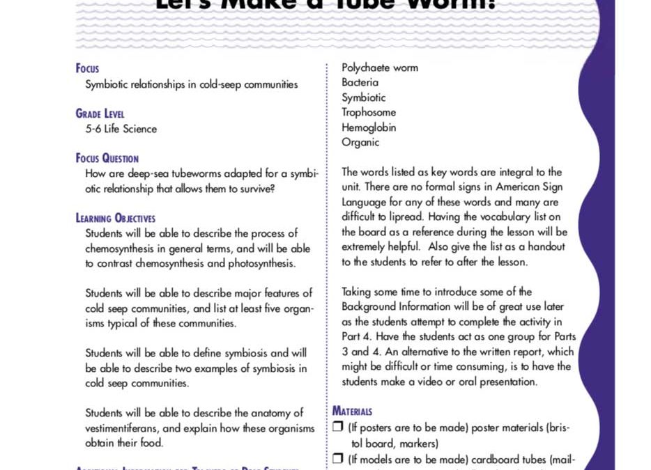 Let’s make a tube worm